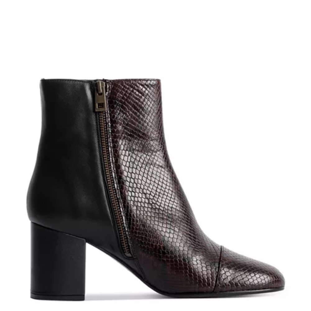 Zadig & Voltaire Lena Brown Wild Leather Snake Ankle Boots Size 39/8.5 NEW
